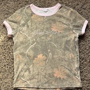 Camouflage Crop Top with Pink Accents